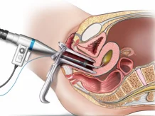 A doctor performing hysteroscopy